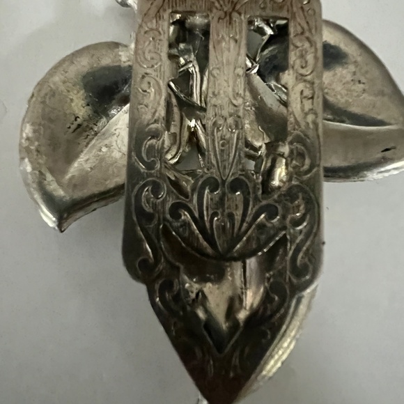 Antique Art Deco Pot Metal Icy Clear Crystal Dress Clip 30s - Picture 9 of 11